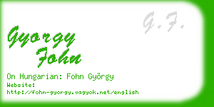 gyorgy fohn business card