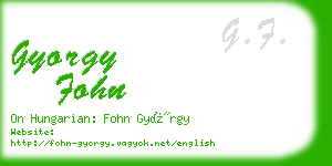 gyorgy fohn business card